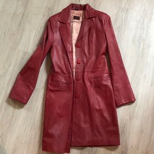 Red leather coat